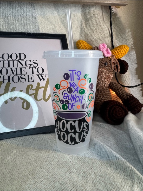 Handcrafted by jersee12 Other - Hocus Pocus Frosted Reusable Tumbler - White with Multicolor Design